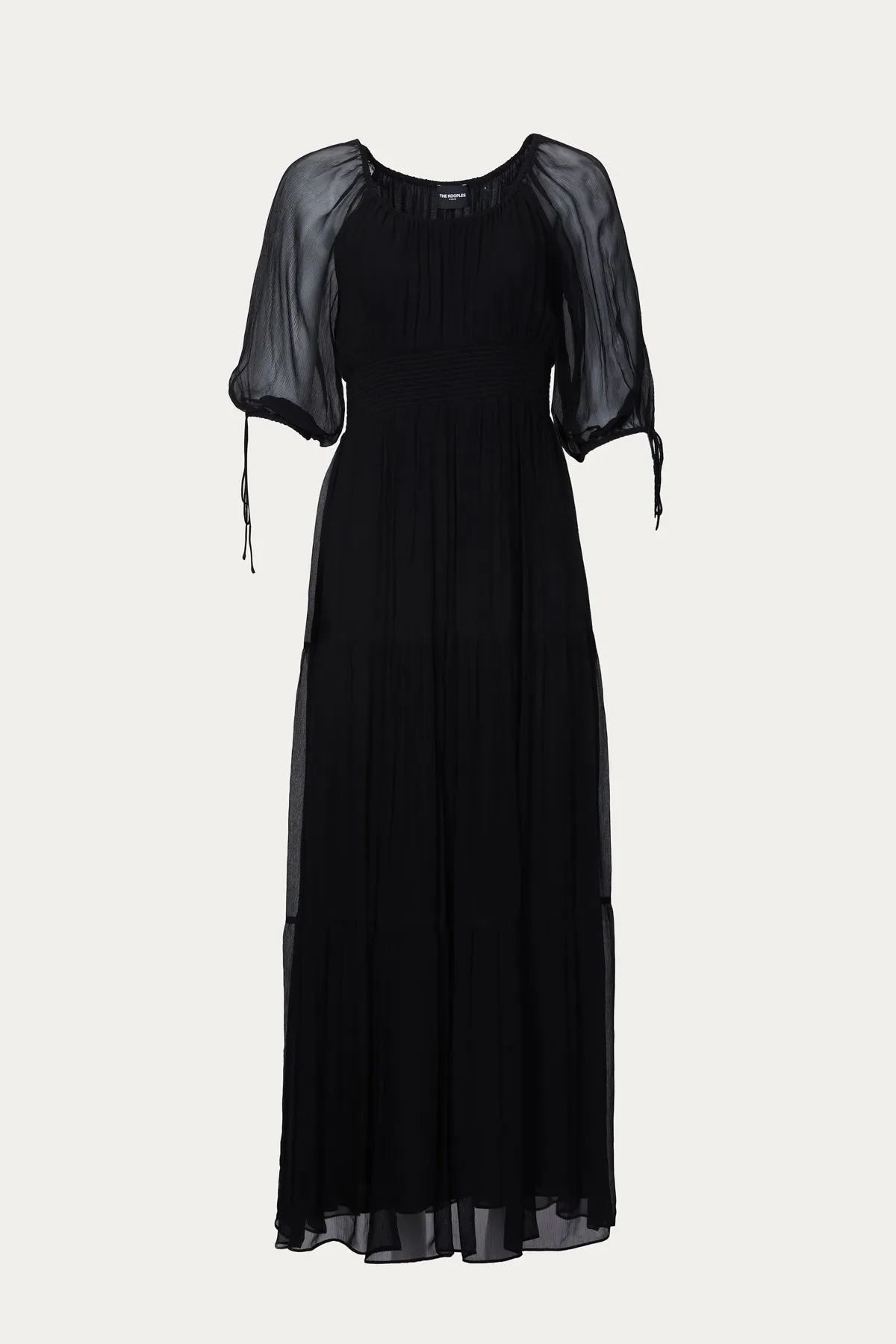 TIE-DETAILED CHIFFON MAXI DRESS
