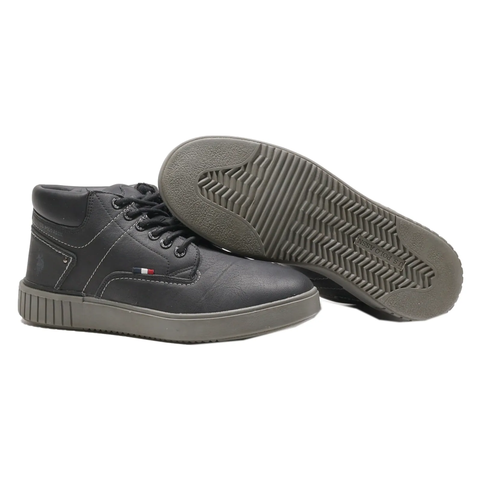 US POLO ASSN Chukka Boots Black Leather Mens UK 9