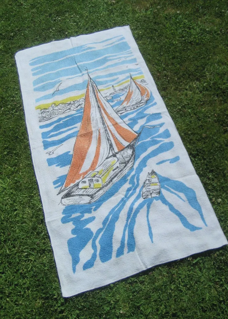 Vintage Sail Boats Beach Towel