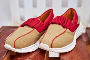 Women’s | Handwoven Yaa Tan & Red Trim Comfort Shoes – Style Meets All-Day Support
