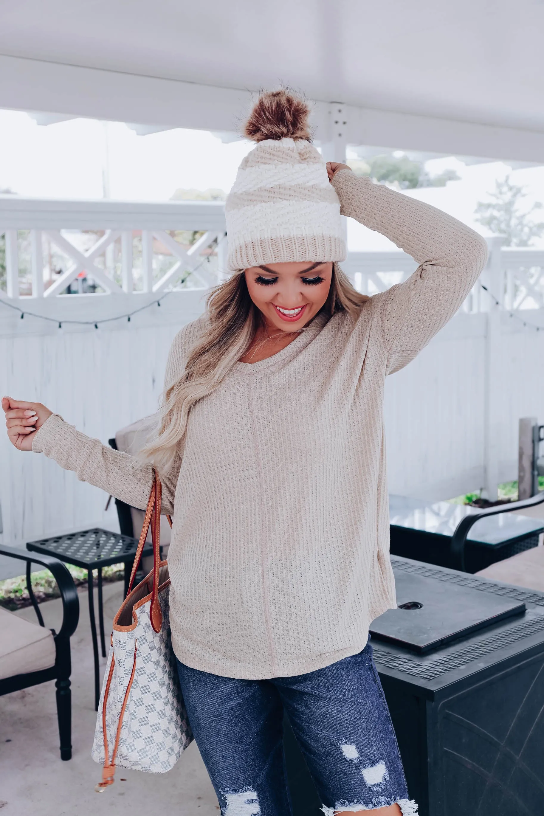 Wylie Waffle Knit V-Neck Top