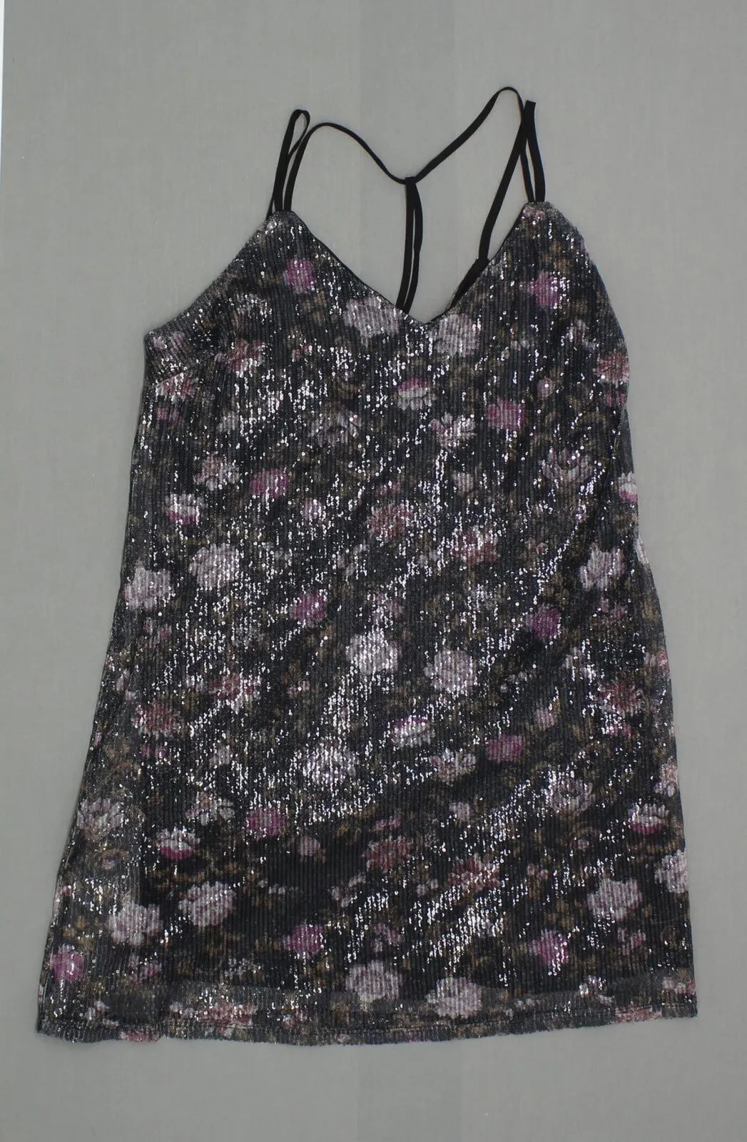 Xhilaration Women's Floral Printed Strappy Y Back Mesh Party Dress