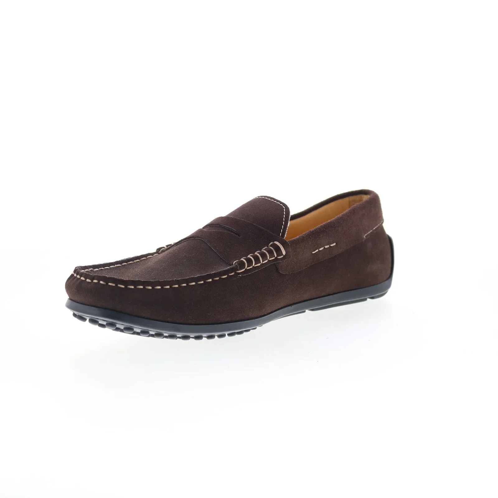 Zelli Italia Monza Sueded Calfskin Mens Brown Wide Loafers Penny Shoes