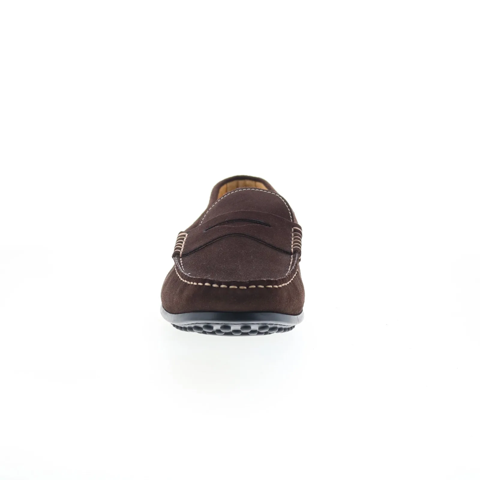 Zelli Italia Monza Sueded Calfskin Mens Brown Wide Loafers Penny Shoes