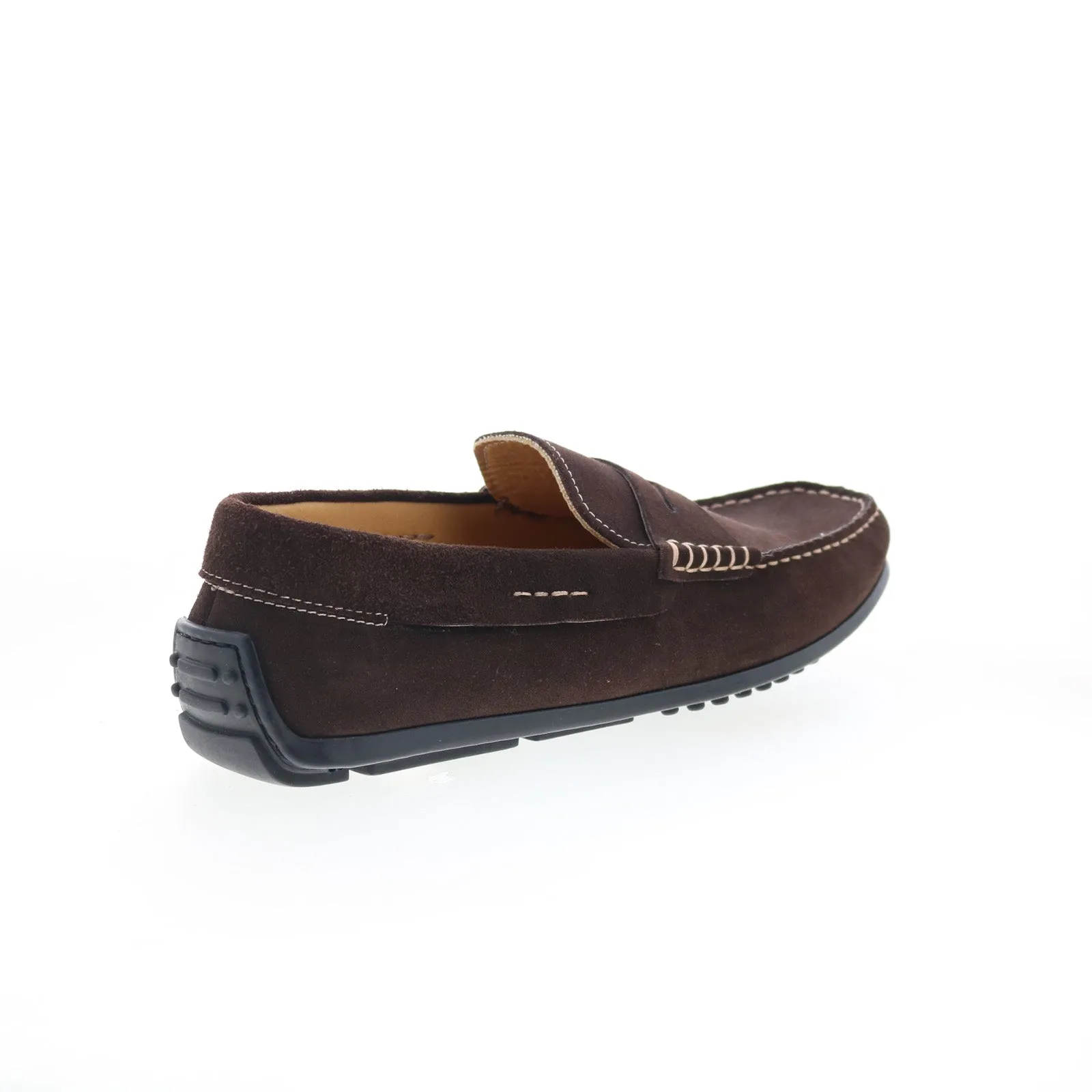 Zelli Italia Monza Sueded Calfskin Mens Brown Wide Loafers Penny Shoes