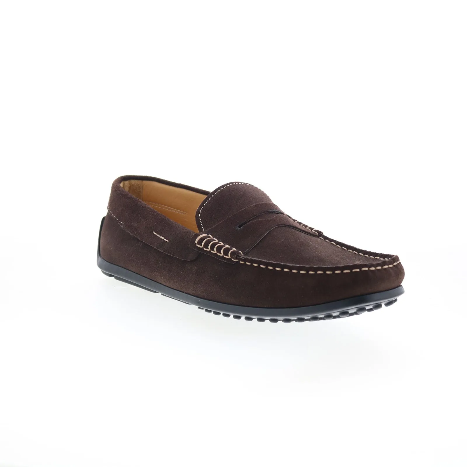 Zelli Italia Monza Sueded Calfskin Mens Brown Wide Loafers Penny Shoes