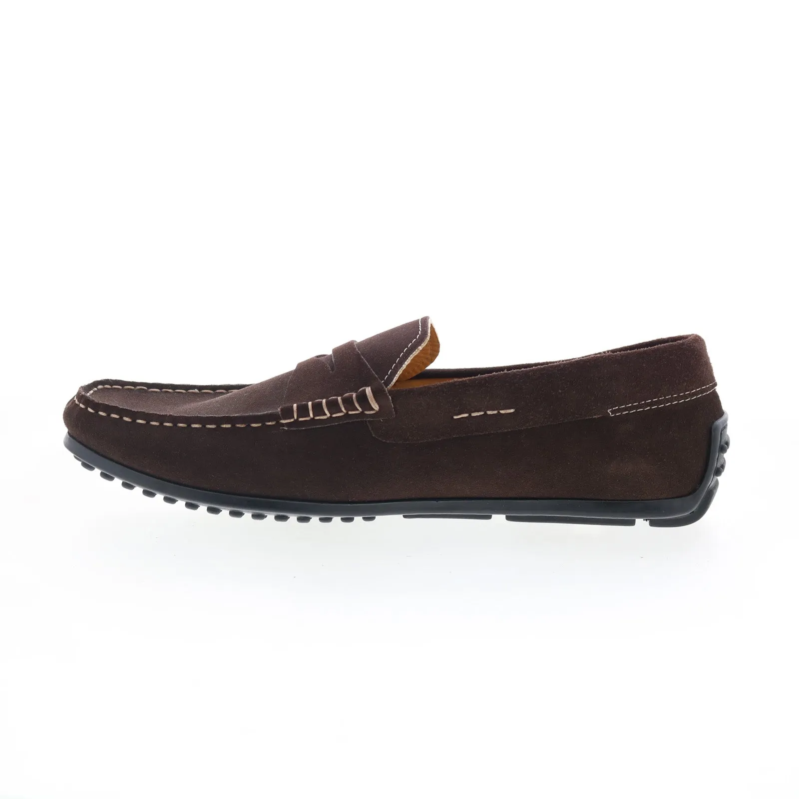 Zelli Italia Monza Sueded Calfskin Mens Brown Wide Loafers Penny Shoes