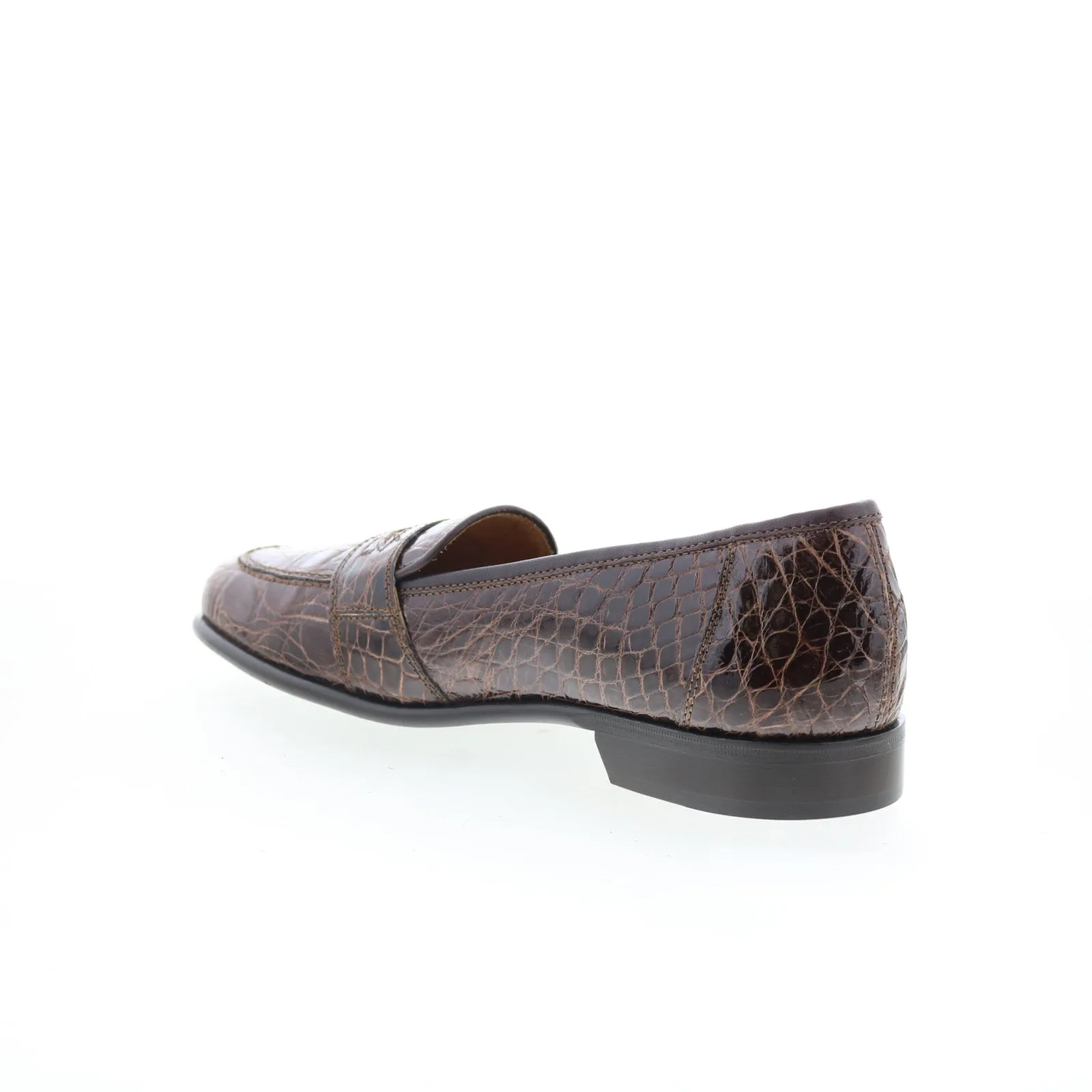 Zelli Italia Tuscany Crocodile Mens Brown Narrow Loafers Penny Shoes
