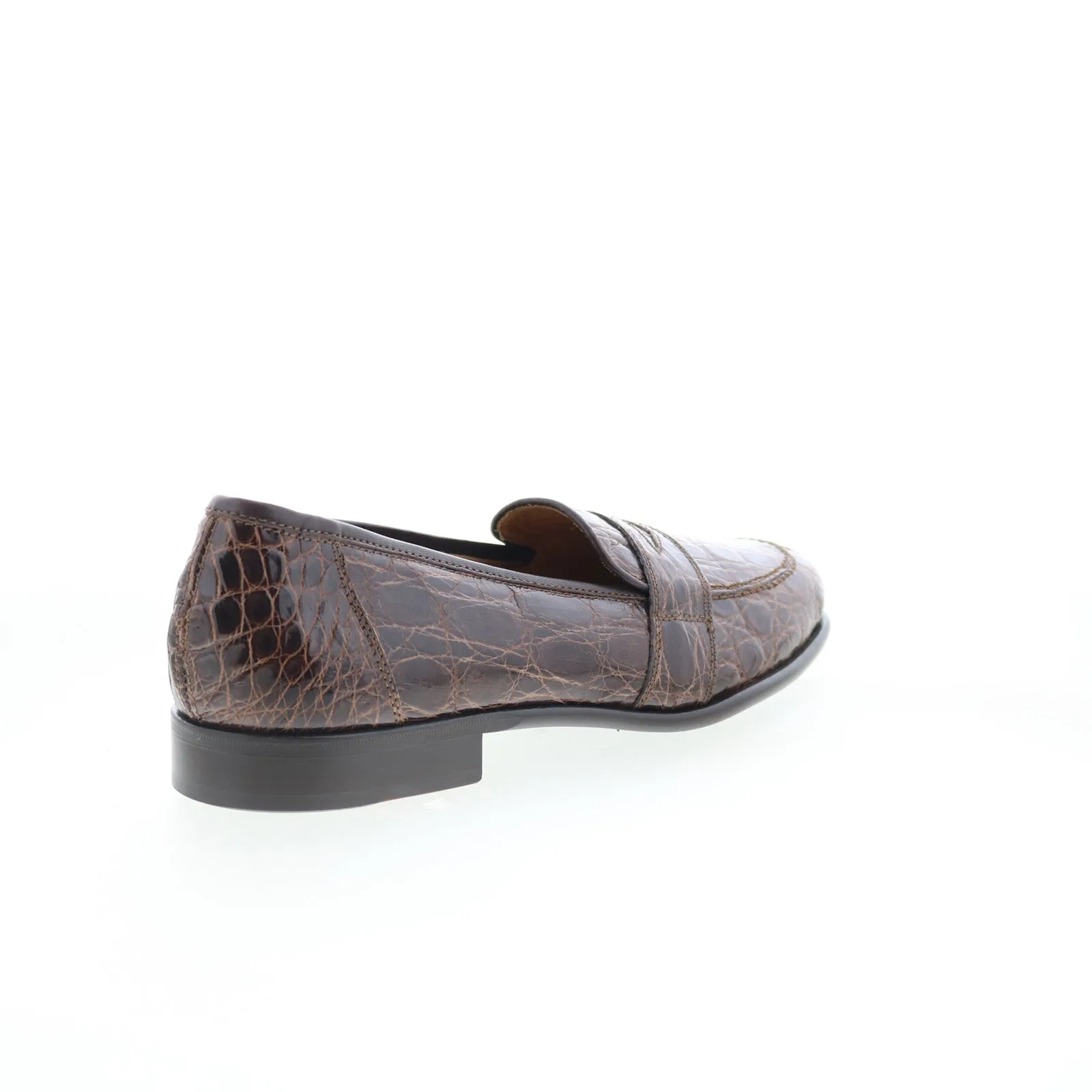 Zelli Italia Tuscany Crocodile Mens Brown Narrow Loafers Penny Shoes
