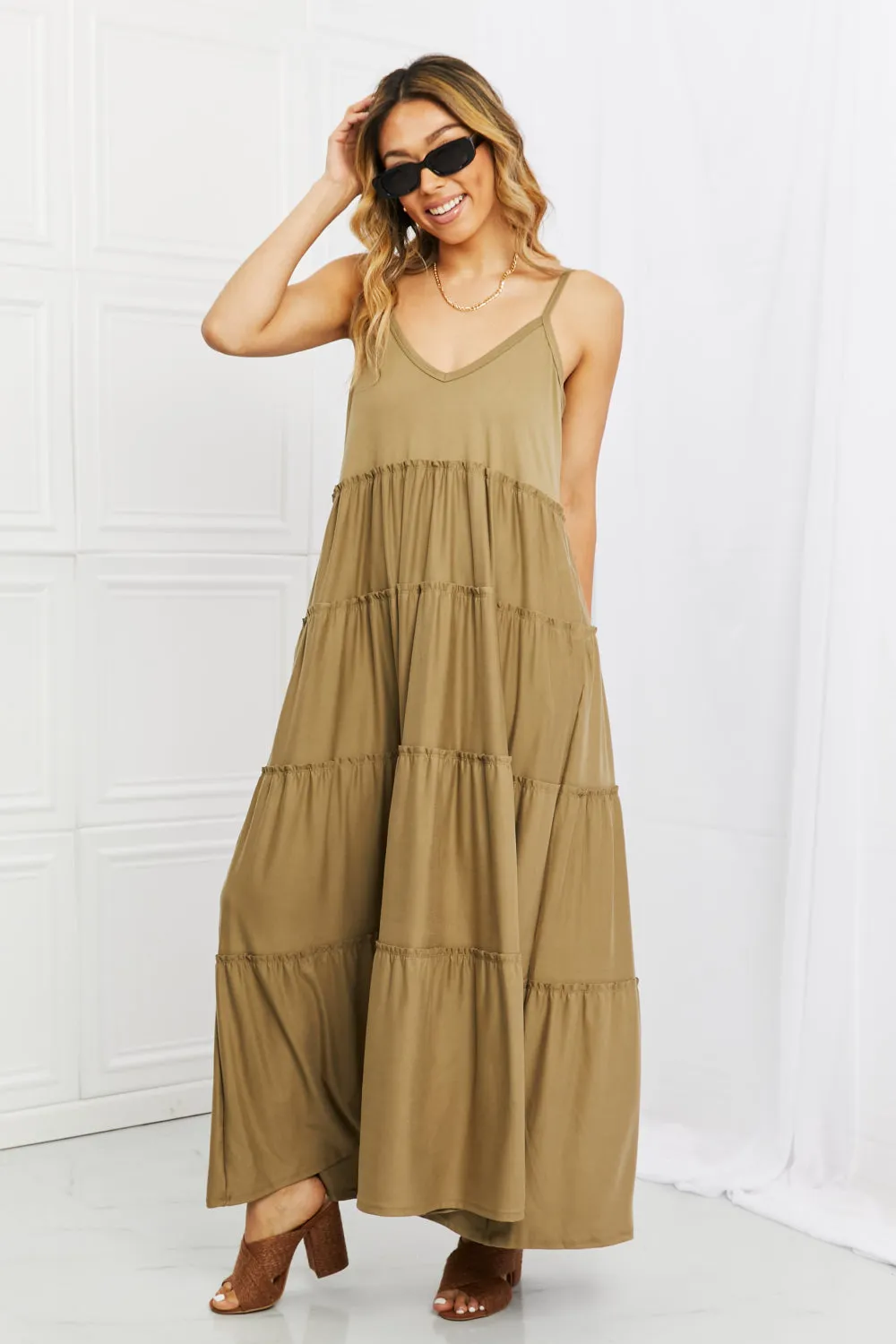 Zenana Spaghetti Strap Tiered Dress