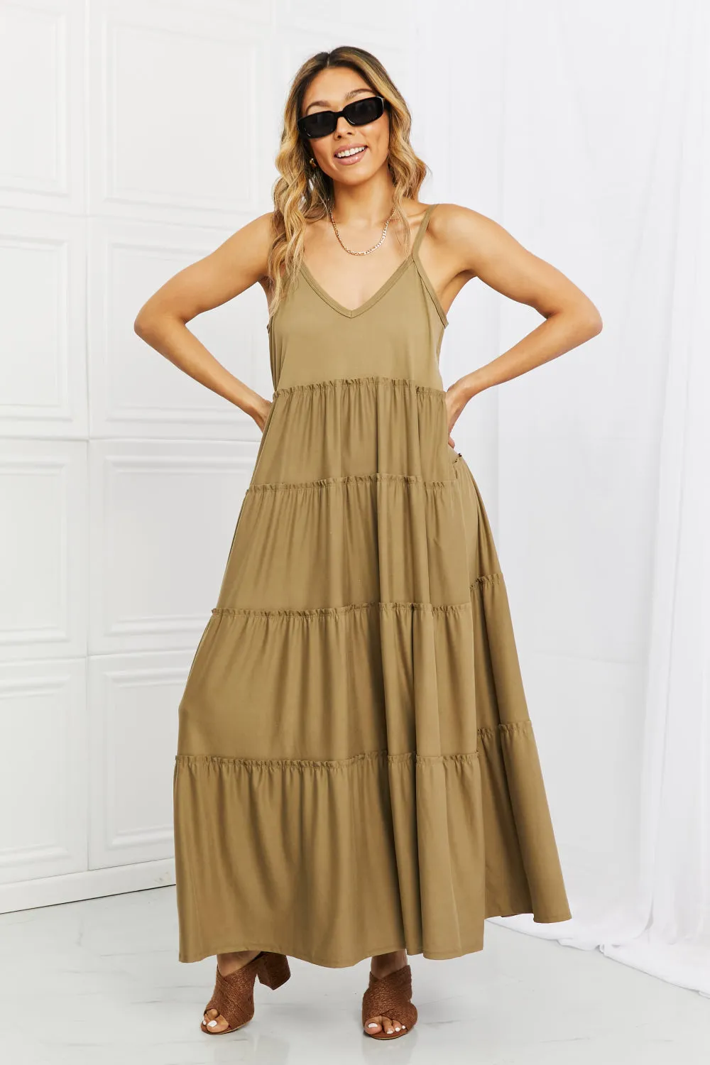 Zenana Spaghetti Strap Tiered Dress