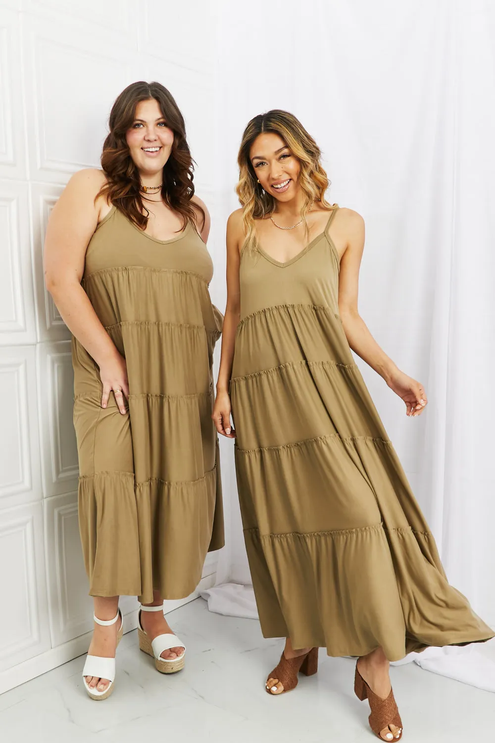 Zenana Spaghetti Strap Tiered Dress
