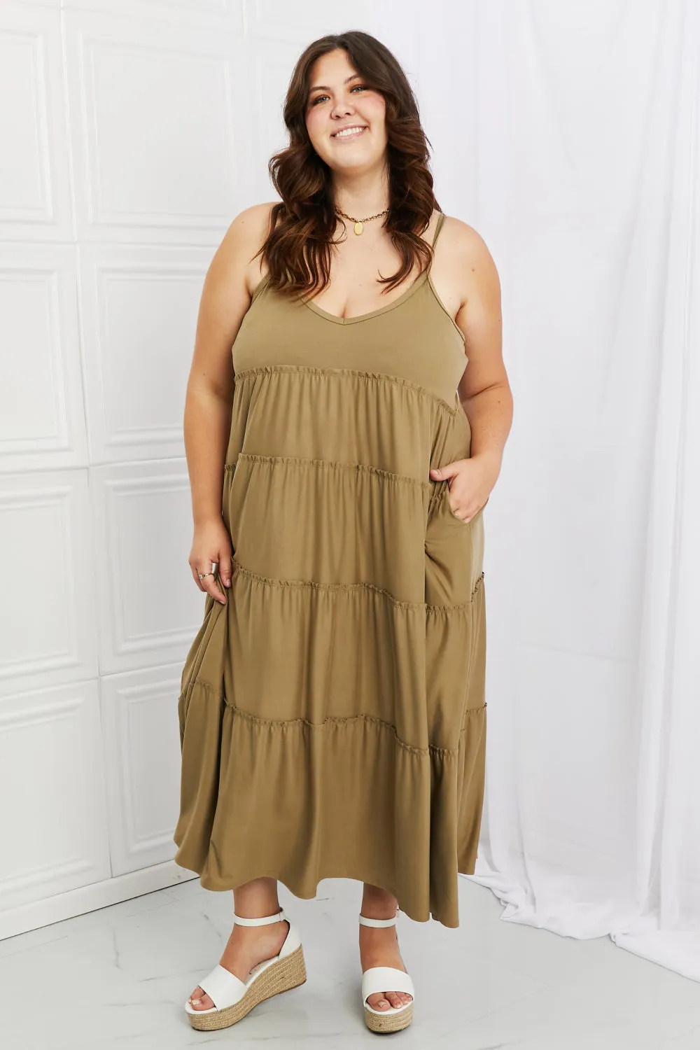 Zenana Spaghetti Strap Tiered Dress